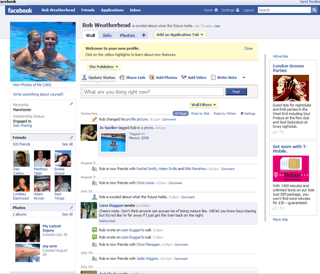facebook redesign, home page