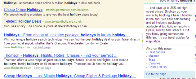bing natural search results